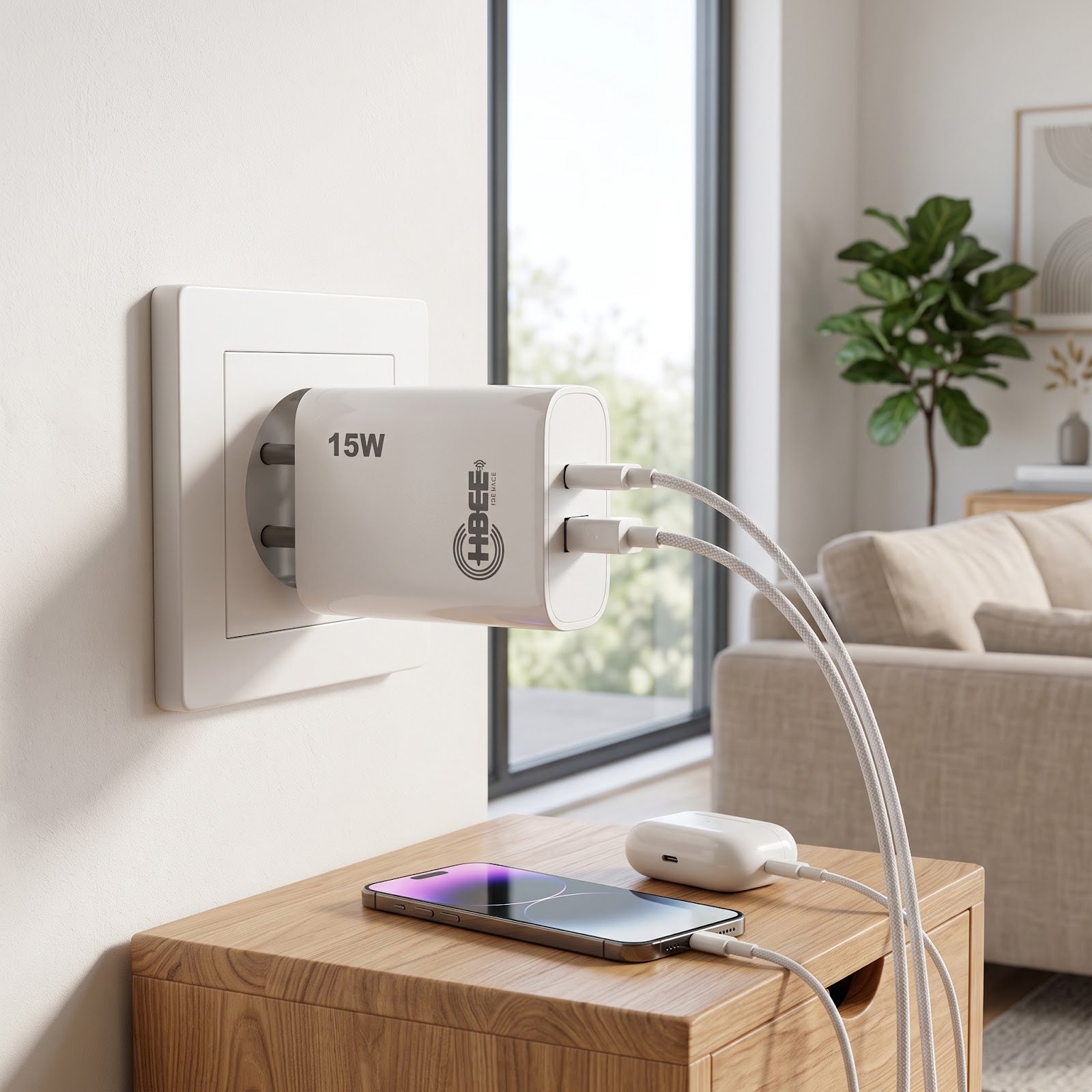 HBEE HBCH 001 15W Dual Port Fast Charger - Micro USB