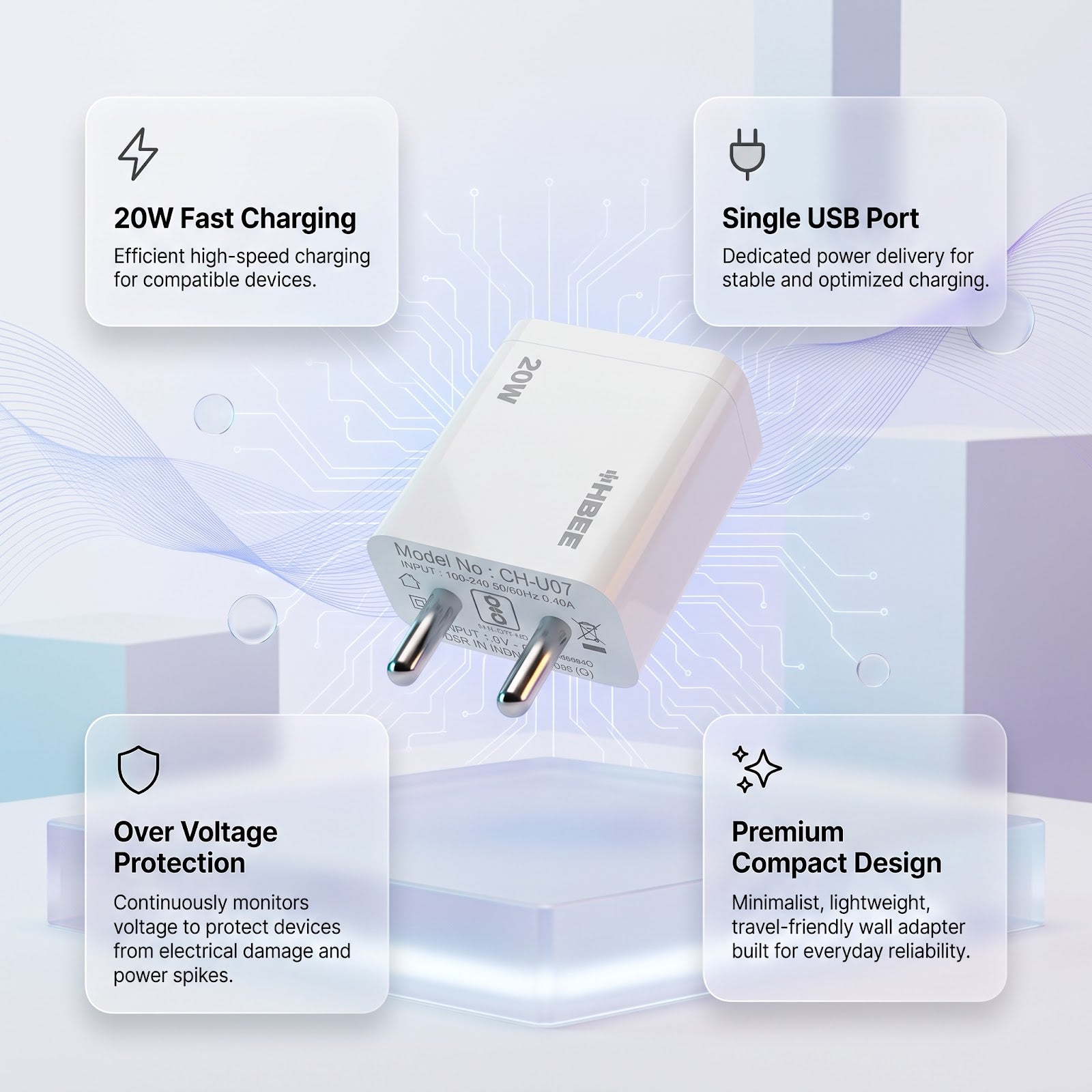 HBEE HBCH 007 20W Single Port Fast Charger - Adapter Only