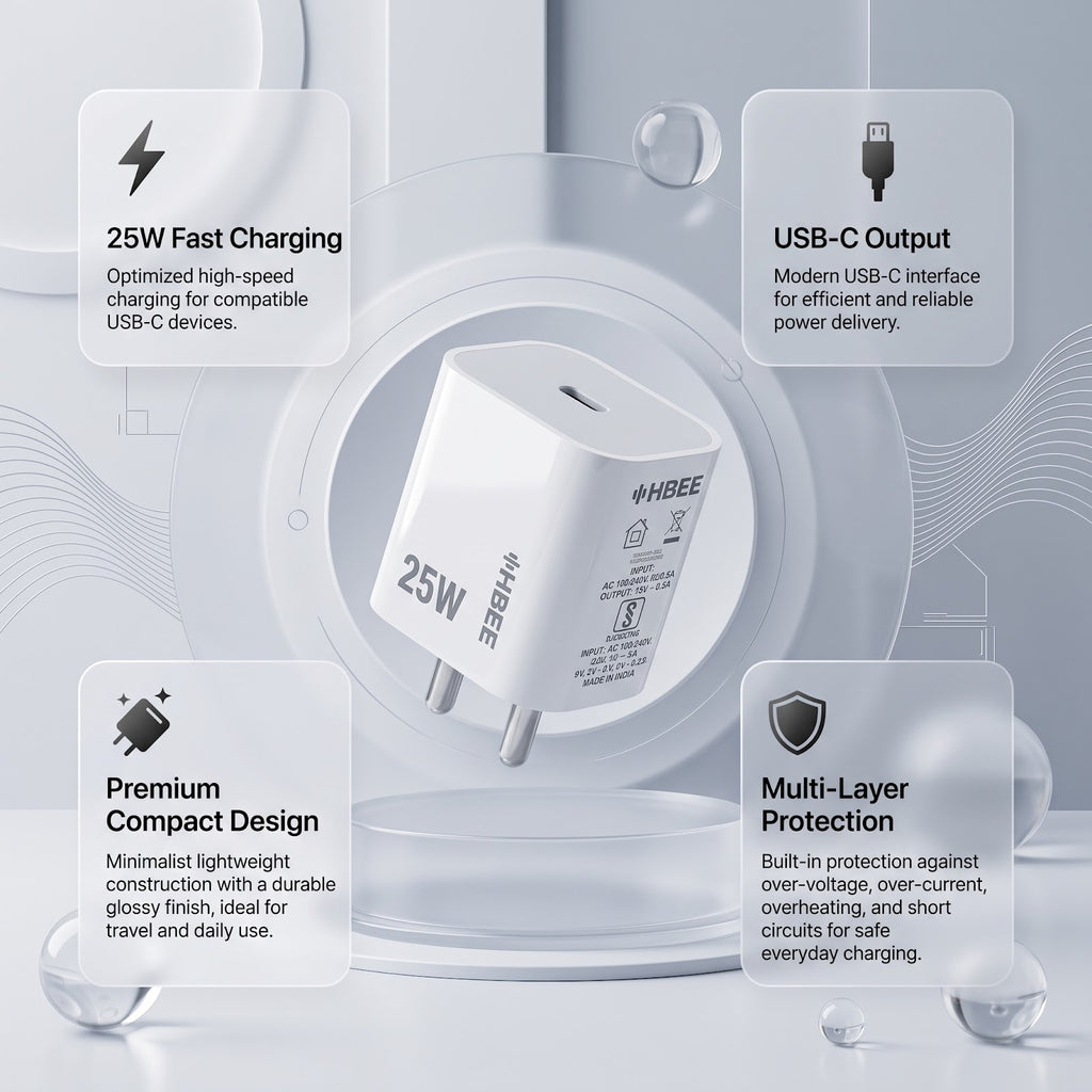 HBEE HB PD-001 25W USB-C Fast Charging Adapter (C to C)