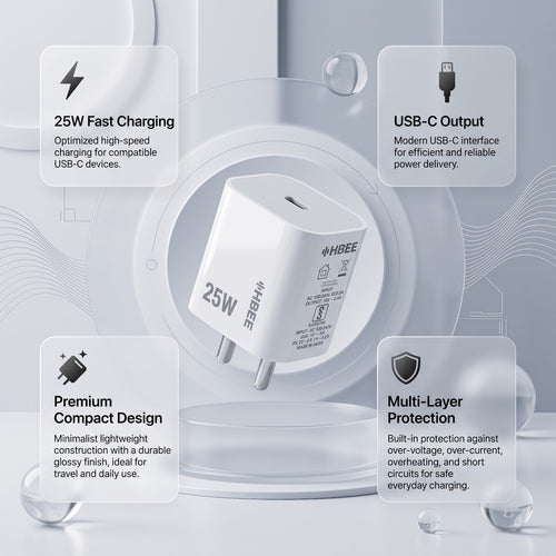 HBEE HB PD-001 25W USB-C Fast Charging Adapter (C to C)