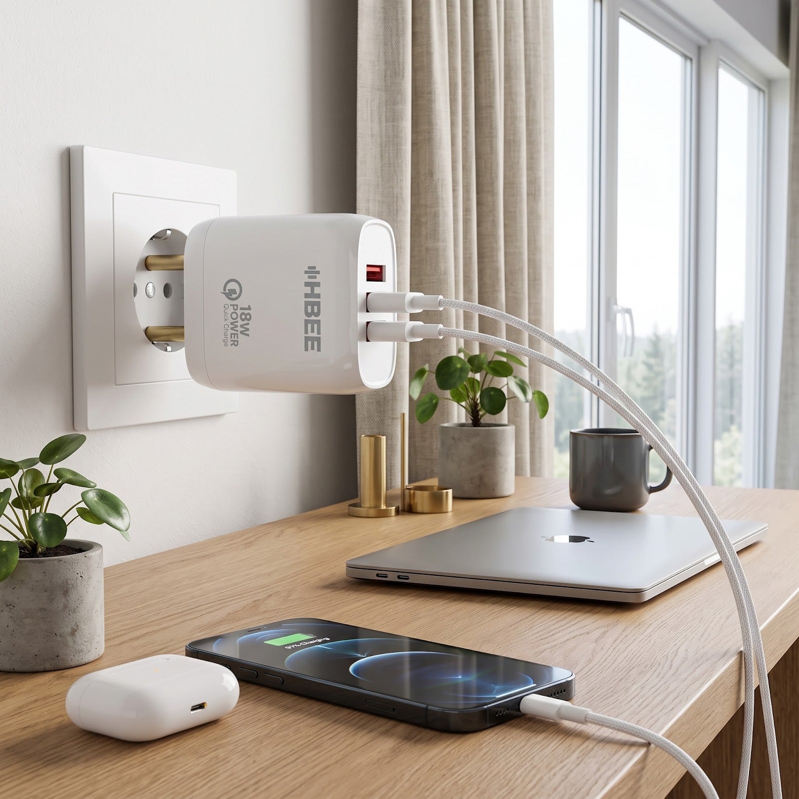 HBEE HBCH 003 18W Dual Port Fast Charger - Micro USB