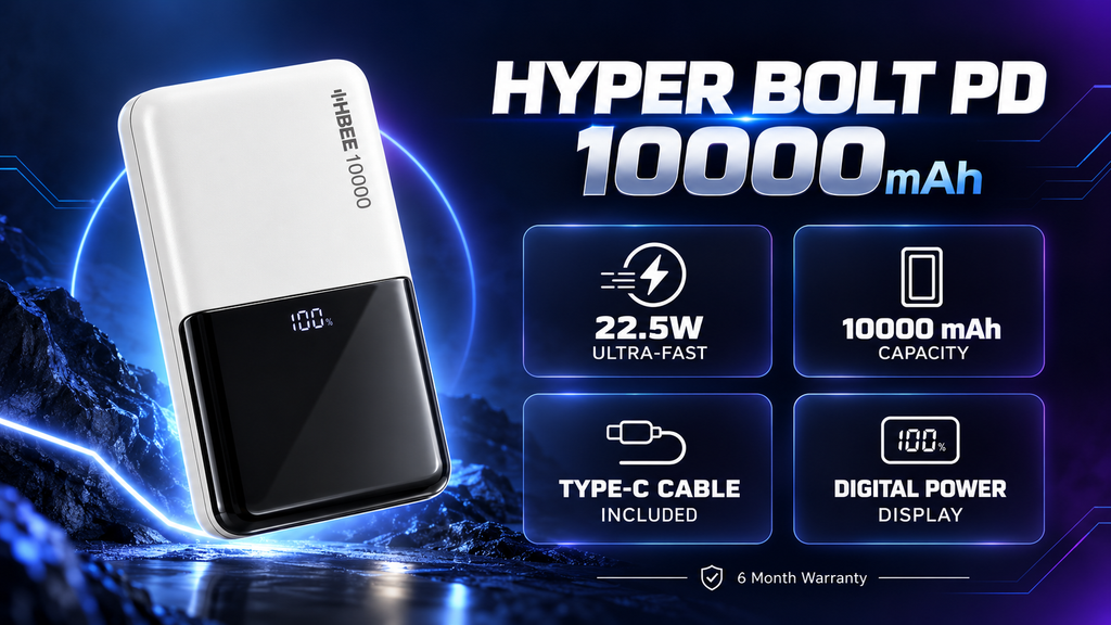 HBEE Hyper Bolt PD 10000mAh Power Bank, 22.5W Fast Charging