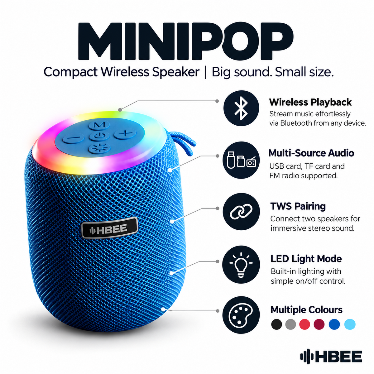 HBEE Minipop Compact Wireless Speaker