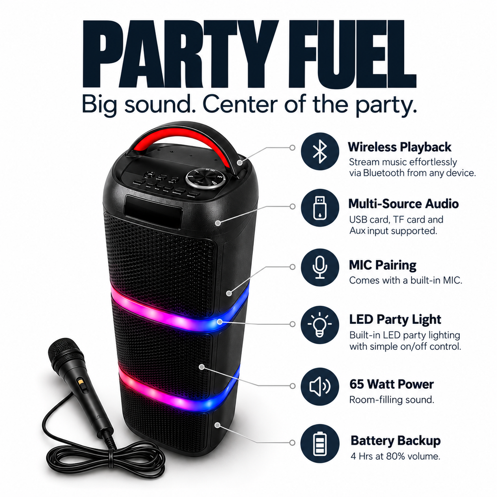 HBEE Party Fuel Speaker with mic and LED party light